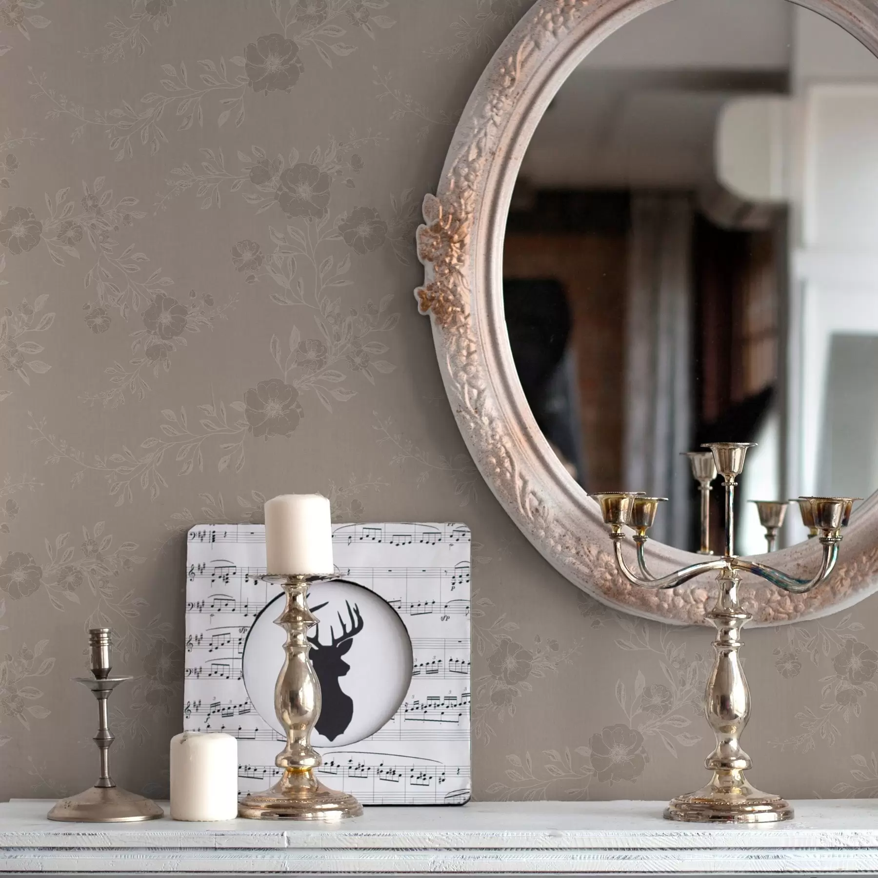 murais de parede Flores com folhas de cor clara a00006