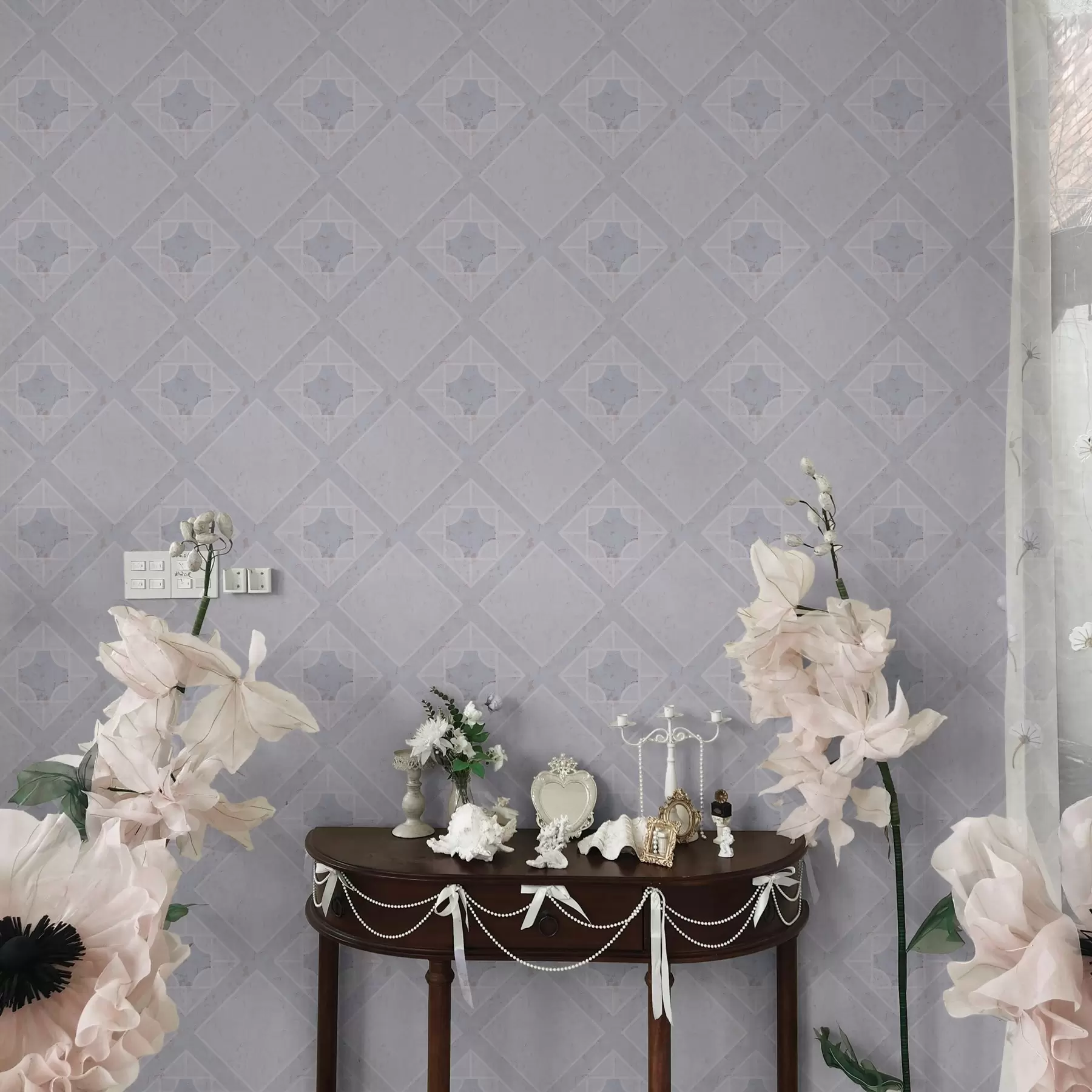 murais de parede Losangos brancos sobre um fundo azul a00010