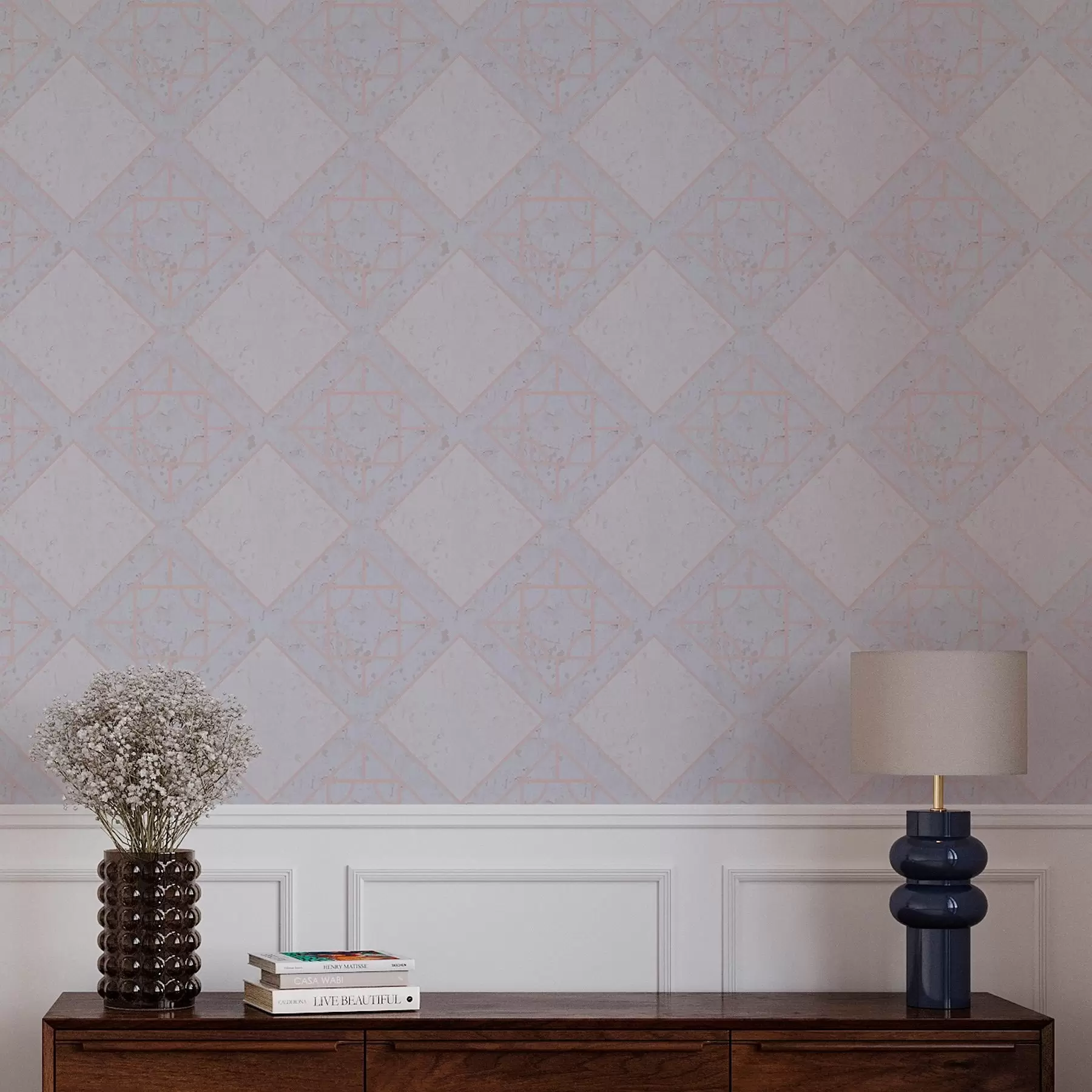 murais de parede Losangos rodeados por um contorno cor-de-rosa a00010v2