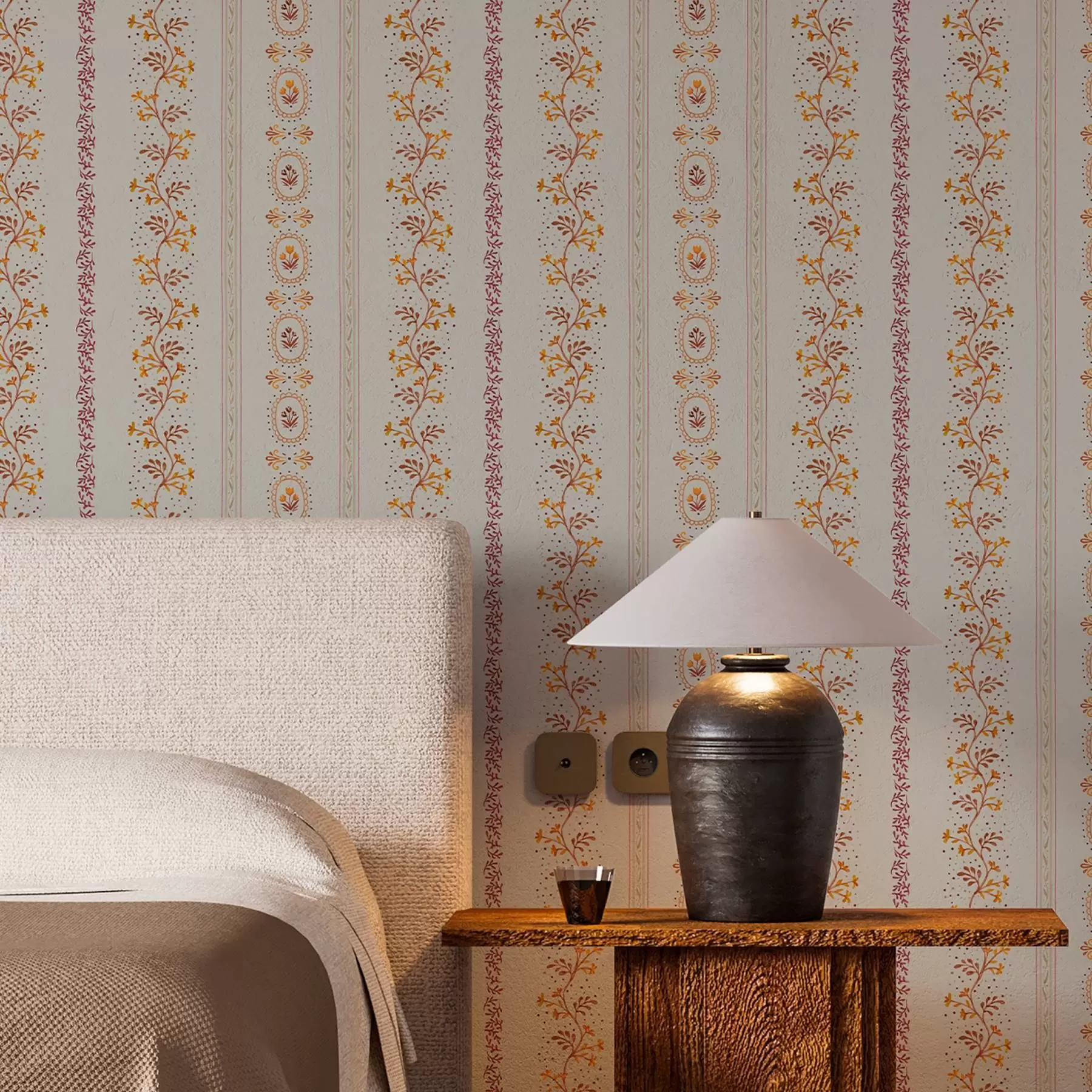 murais de parede Ornamento geométrico delicado com flores e plantas a00031