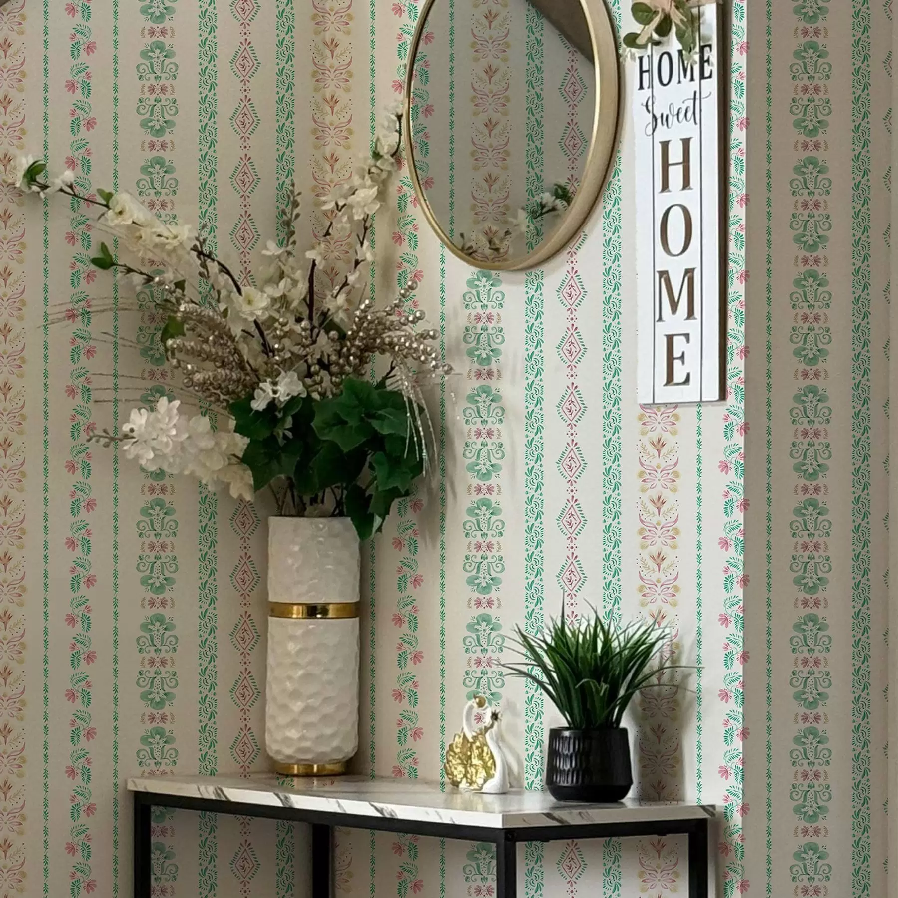 murais de parede Ornamento geométrico delicado em estilo aguarela a00034