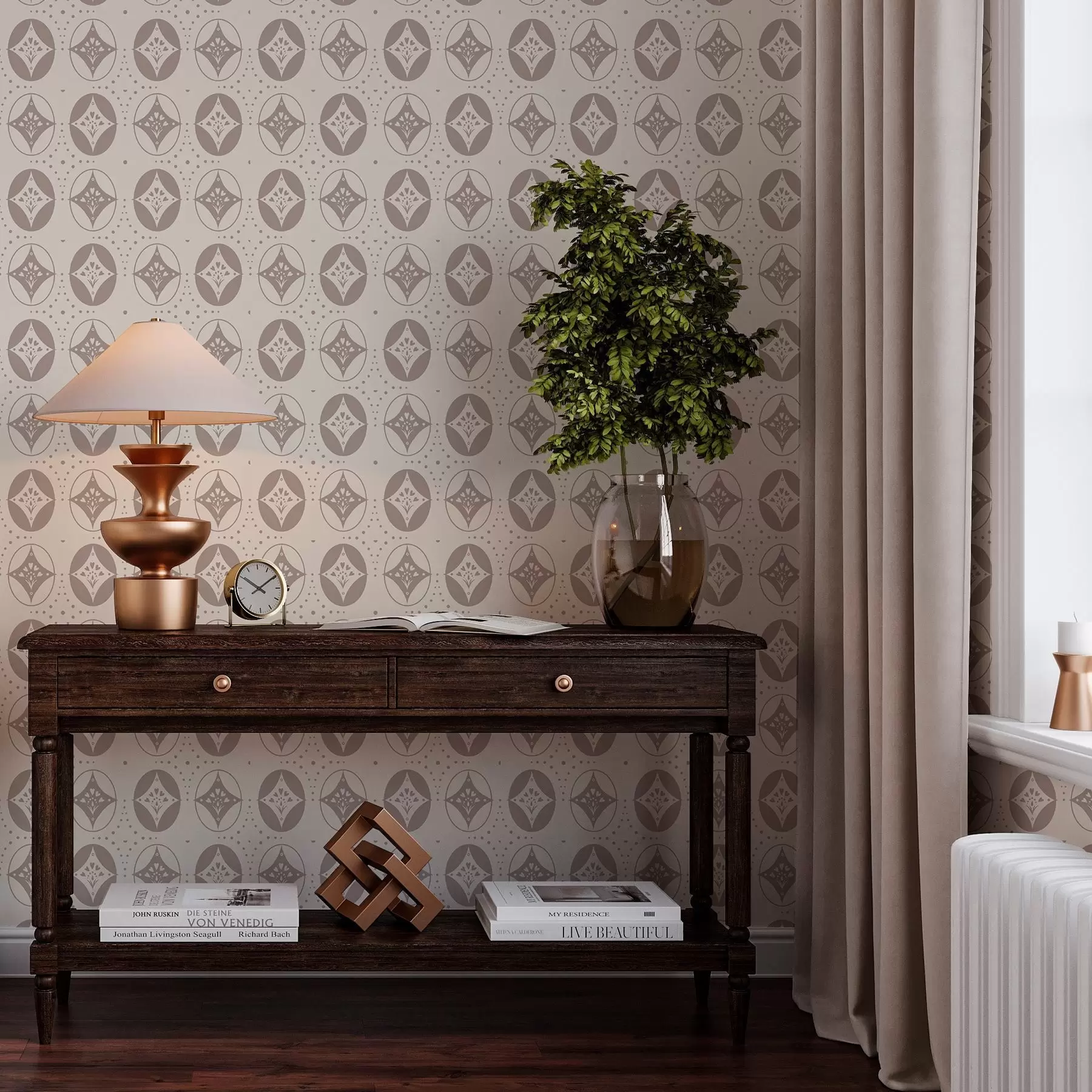 murais de parede Ornamento geométrico delicado com losangos a00035