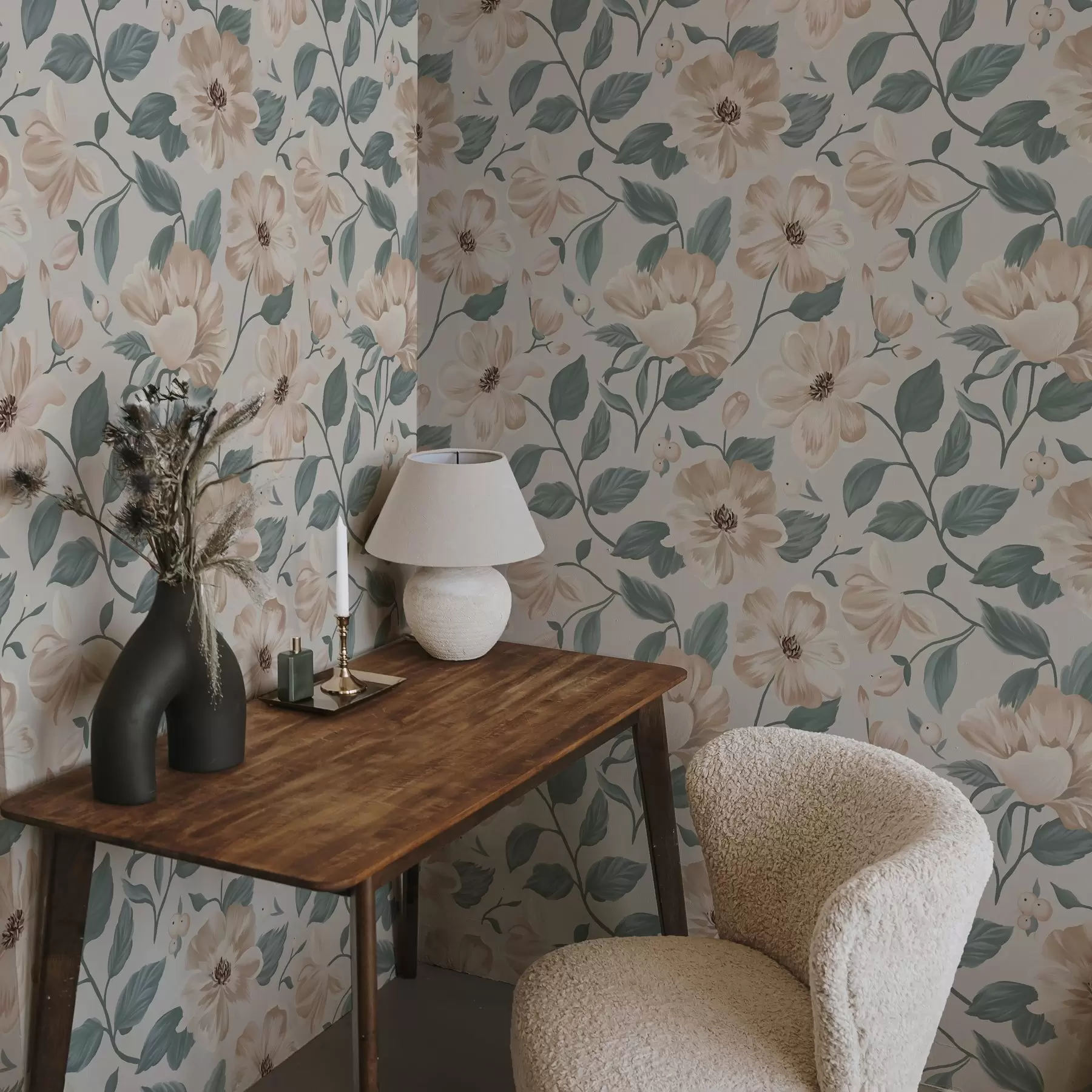 murais de parede Delicado arranjo de flores em tons pastel a00043