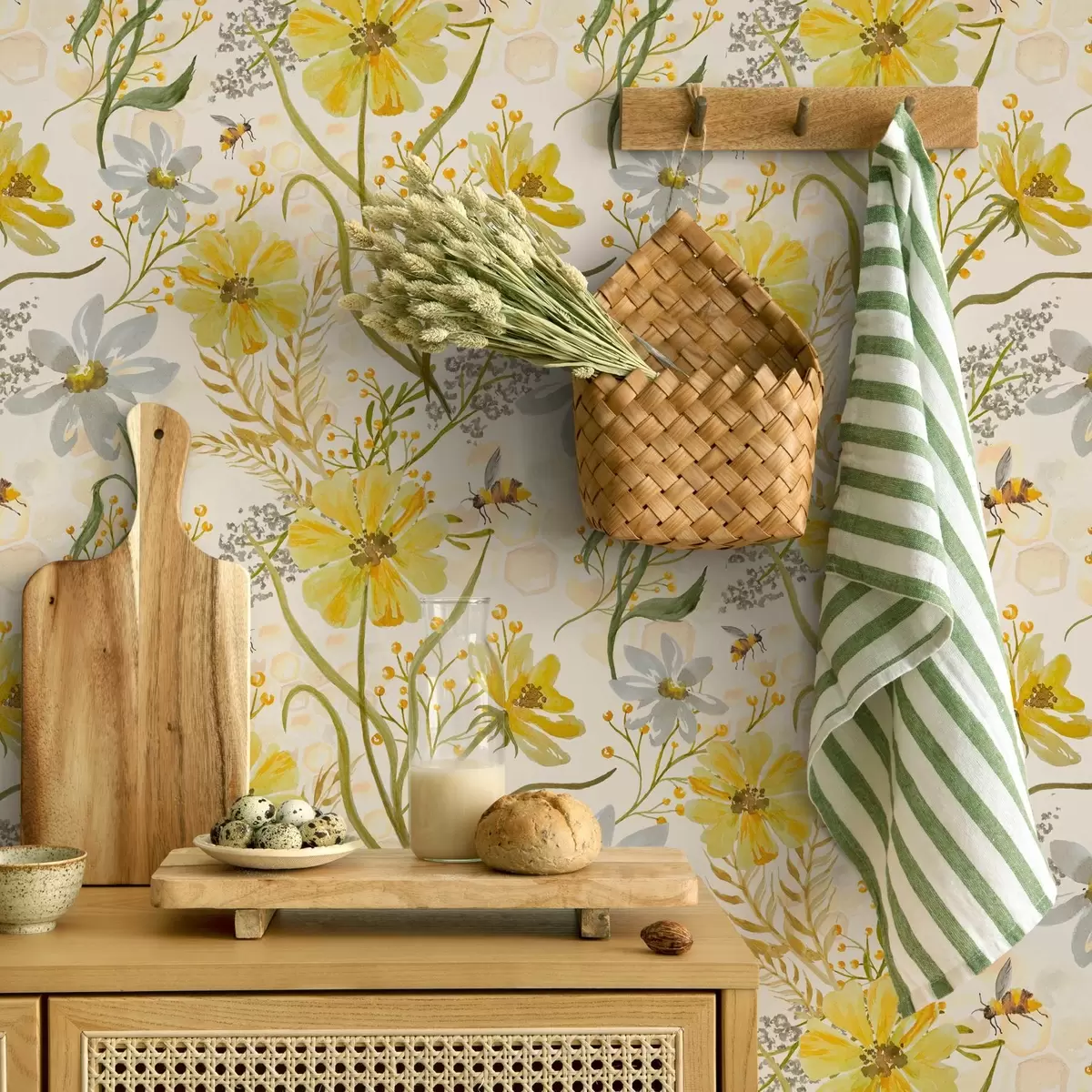 Papel de parede Composição floral brilhante de cor amarela a00045