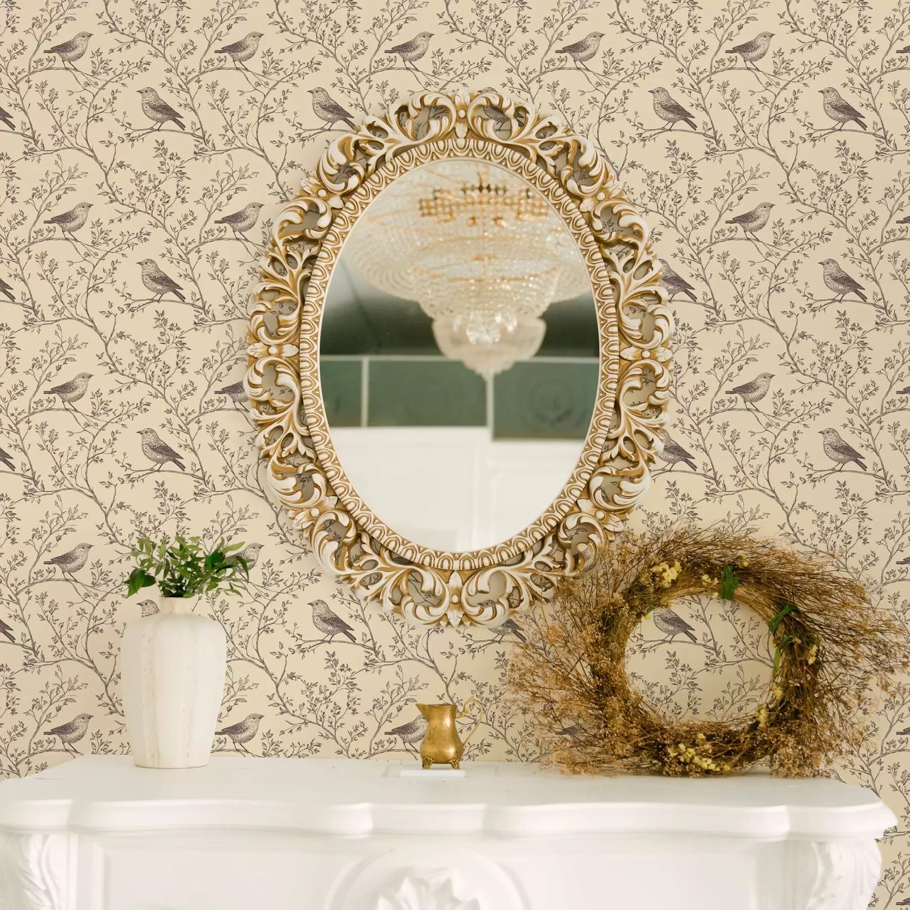 murais de parede Pardais nos ramos a00066