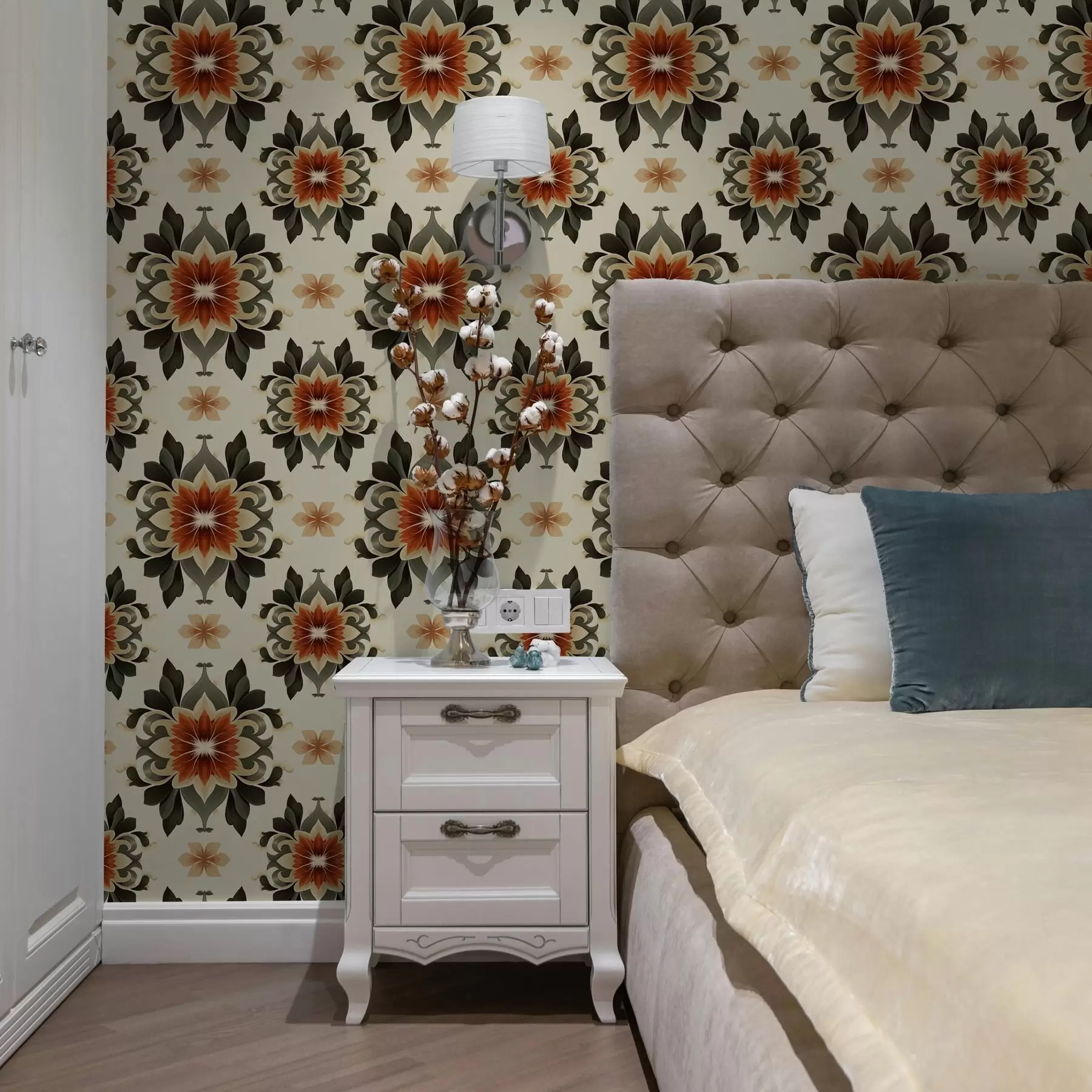 murais de parede Padrão floral abstrato brilhante sobre fundo claro a00069v3