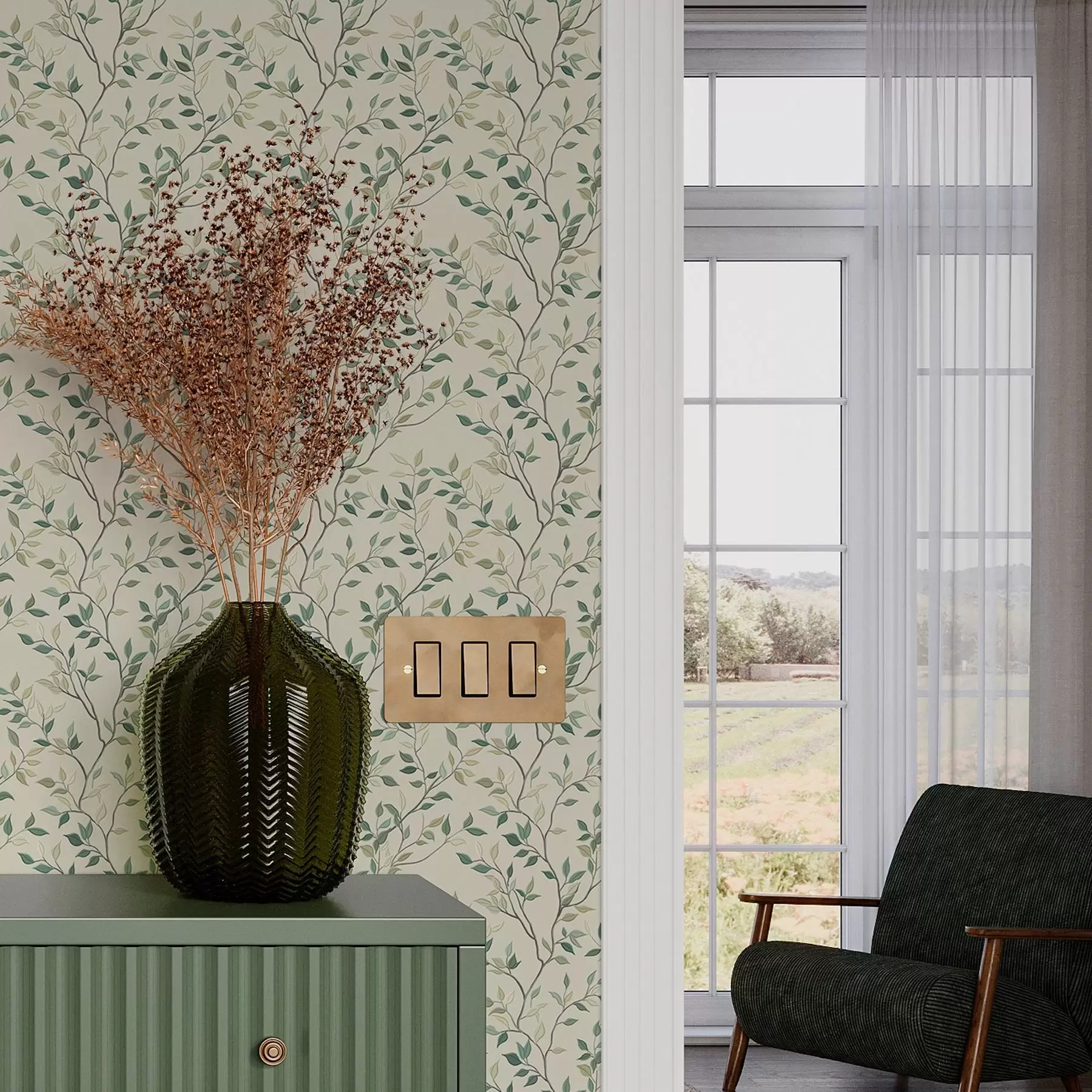 murais de parede Galhos suaves torcidos com folhas a00071