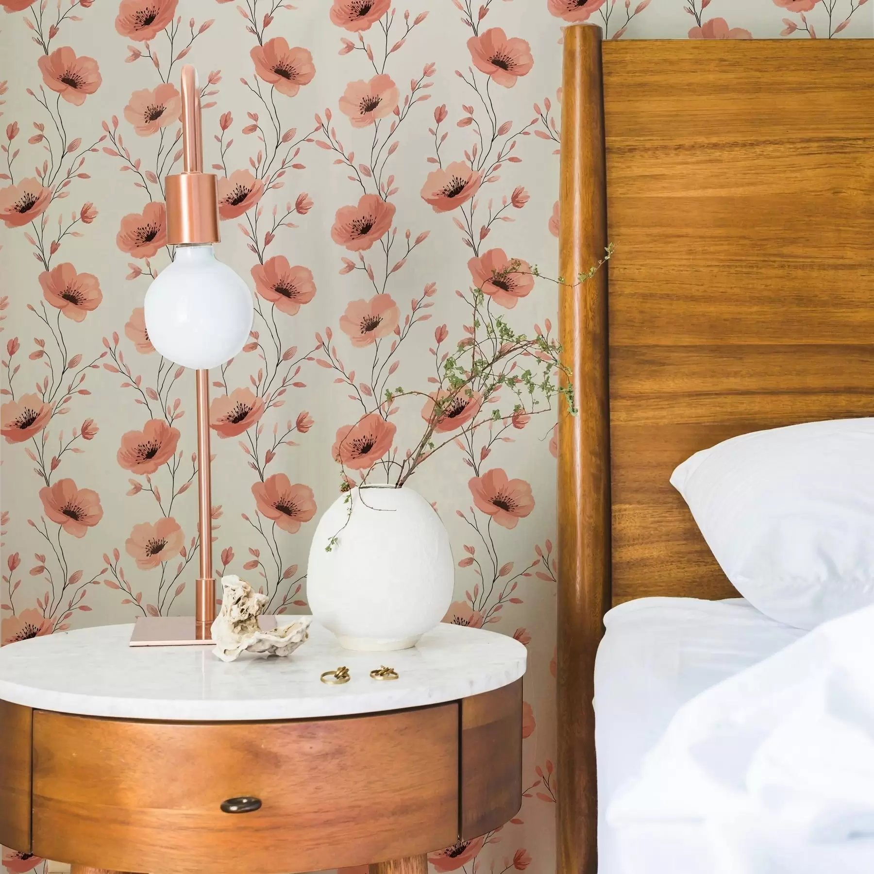 murais de parede Papoilas cor-de-rosa em hastes a00083