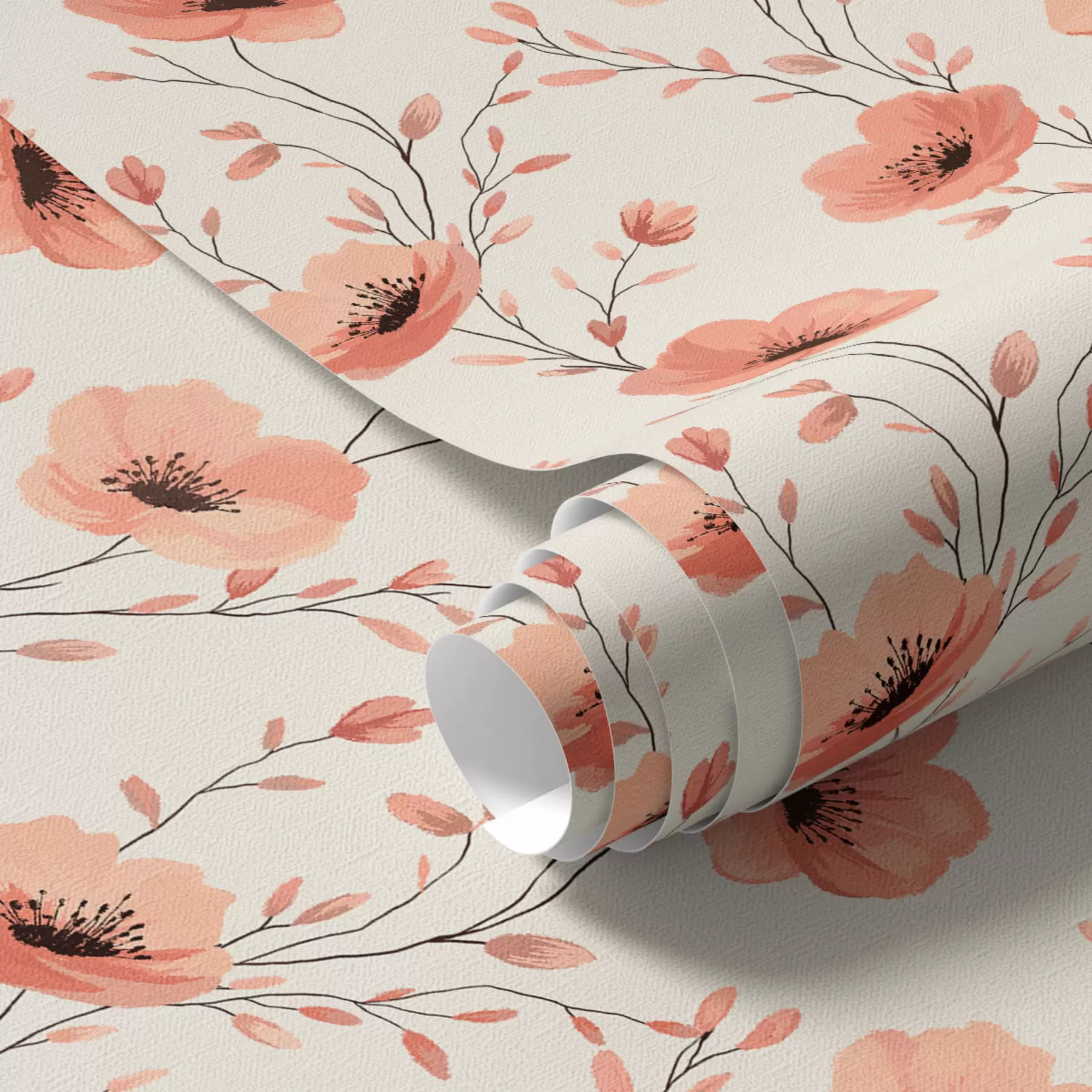 murais de parede Papoilas cor-de-rosa em hastes a00083