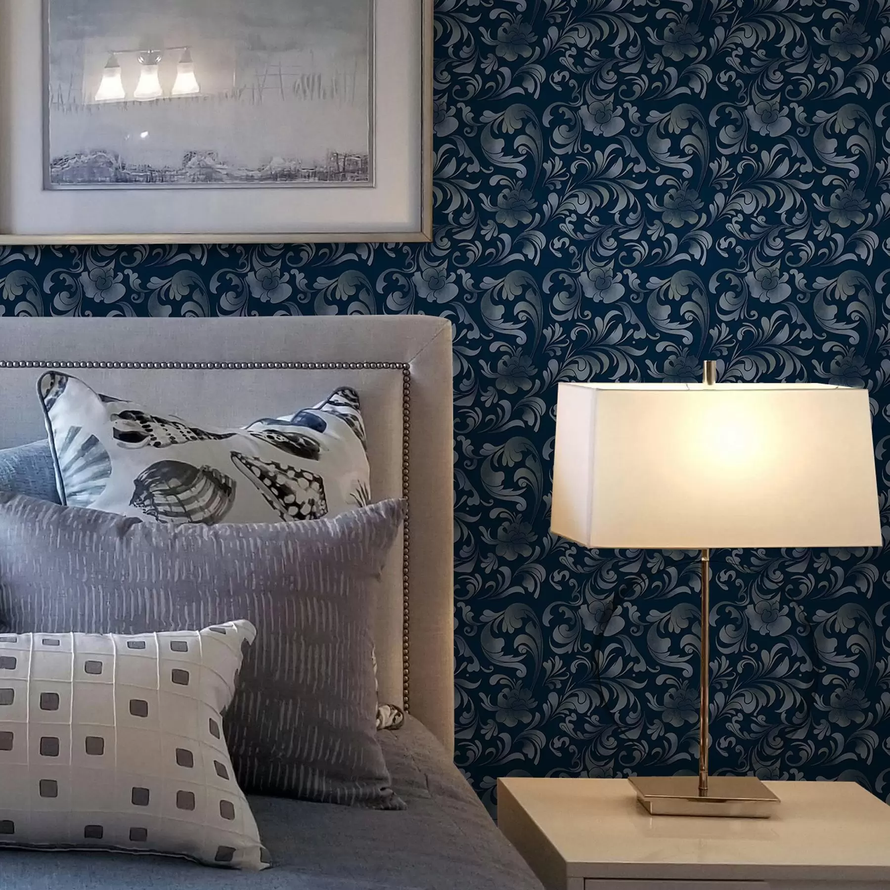 murais de parede Padrões claros sobre fundo azul a00084v1