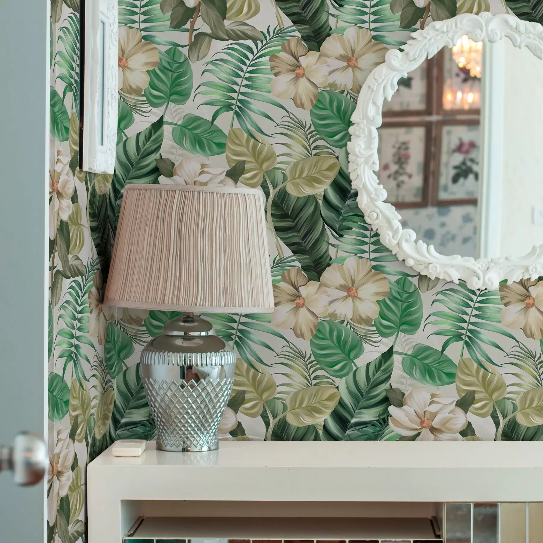 murais de parede Composição de flores e folhas tropicais a00099