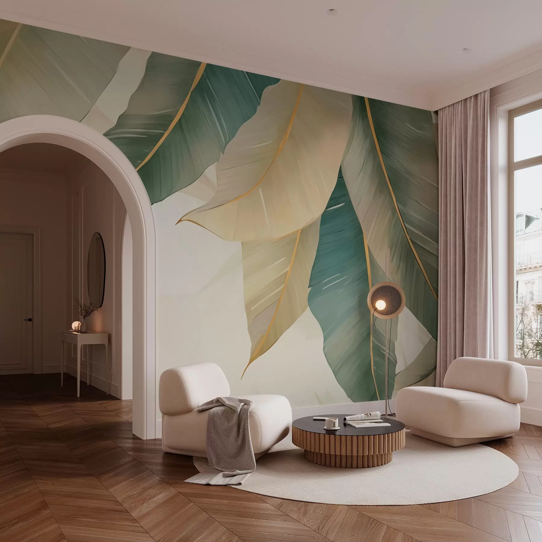 murais de parede Folhas tropicais verdes w03433