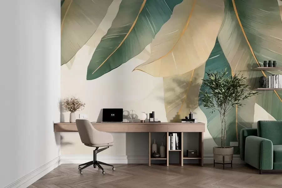 murais de parede Folhas tropicais verdes w03433