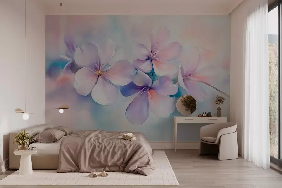 murais de parede Ramo delicado com flores em estilo aguarela w03450