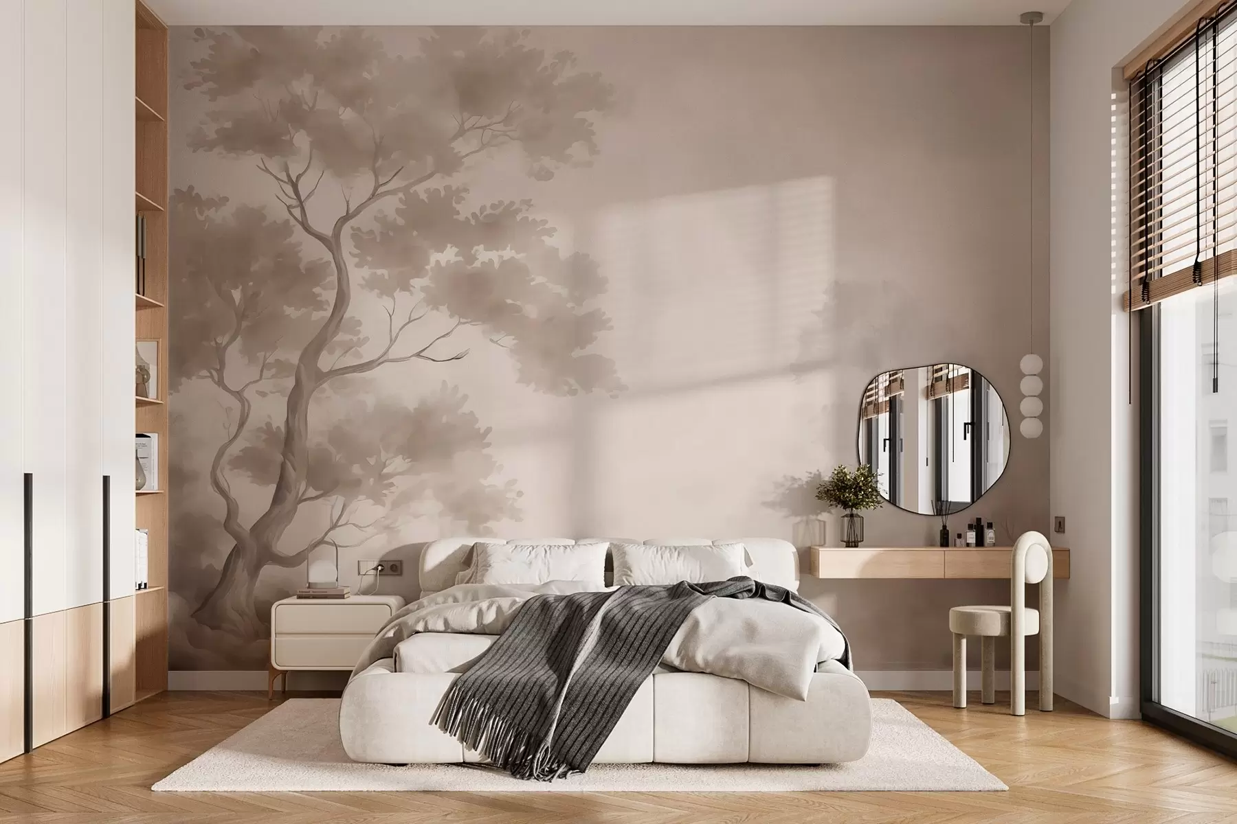 murais de parede Imitação de árvore de aguarela esbatida  w03471v1