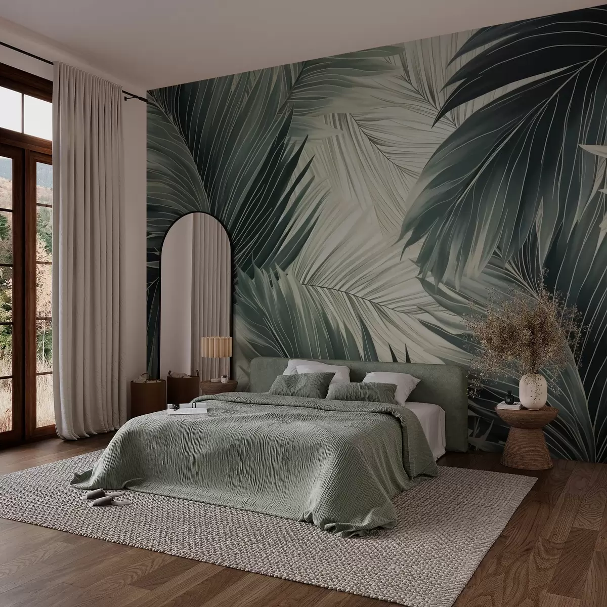 murais de parede Folhas de palmeira com imitação de textura w03467