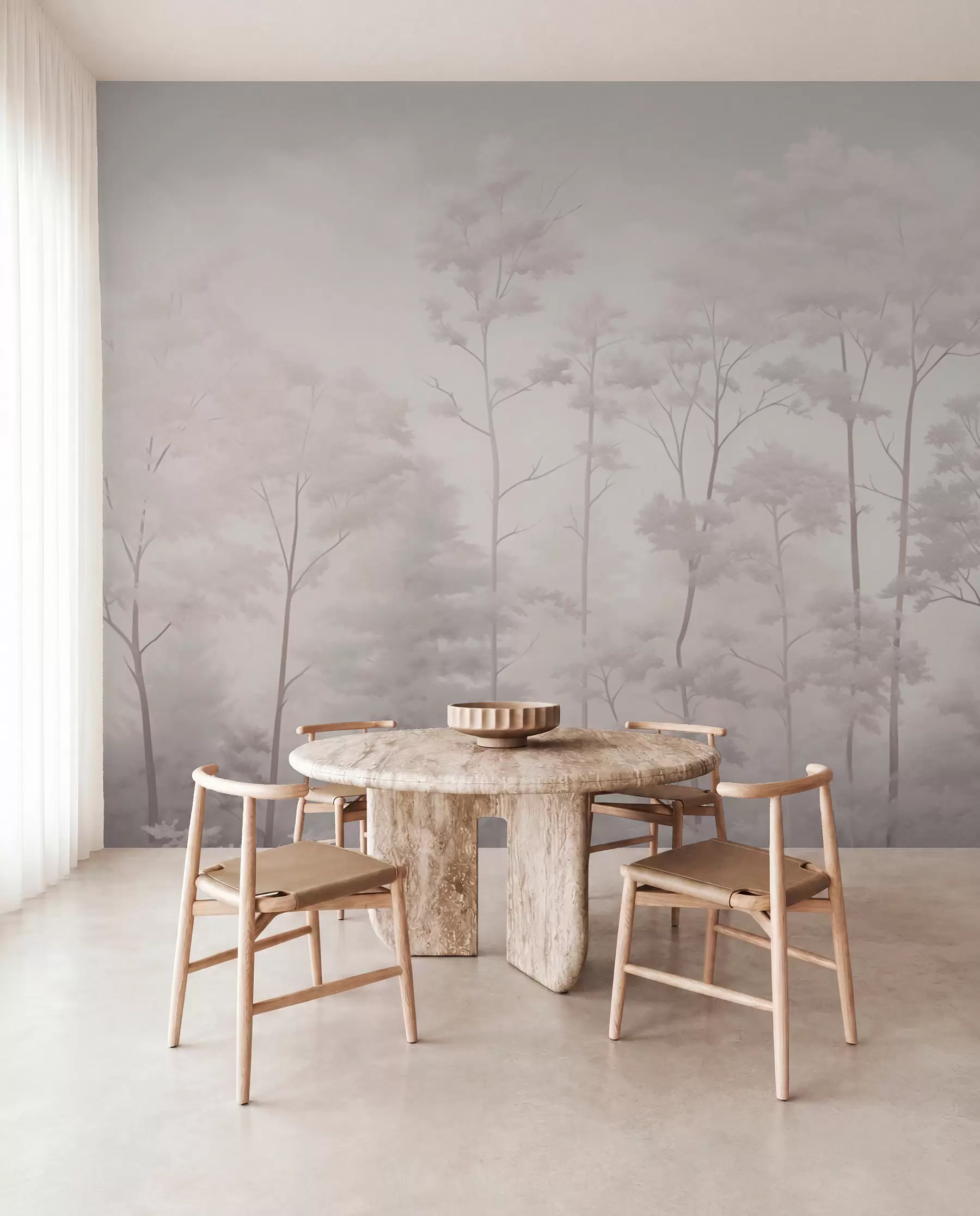 murais de parede Floresta moderna em delicados tons pastel claros w03525