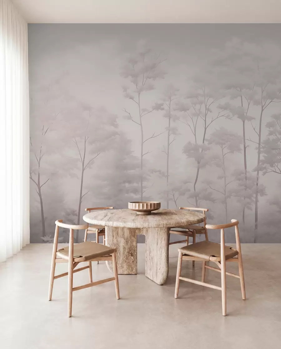 murais de parede Floresta moderna em delicados tons pastel claros w03525