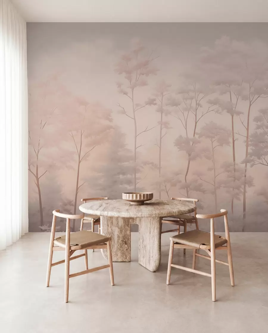 murais de parede Floresta moderna em tons pastel suaves w03525v1