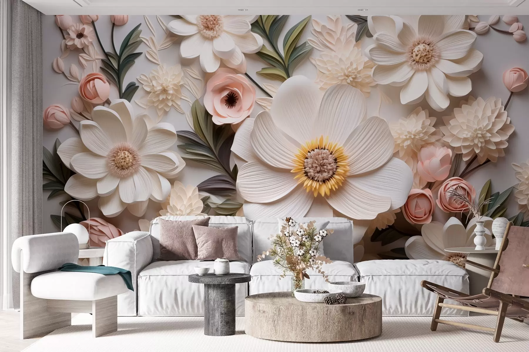 murais de parede composição de flores 3D w08936