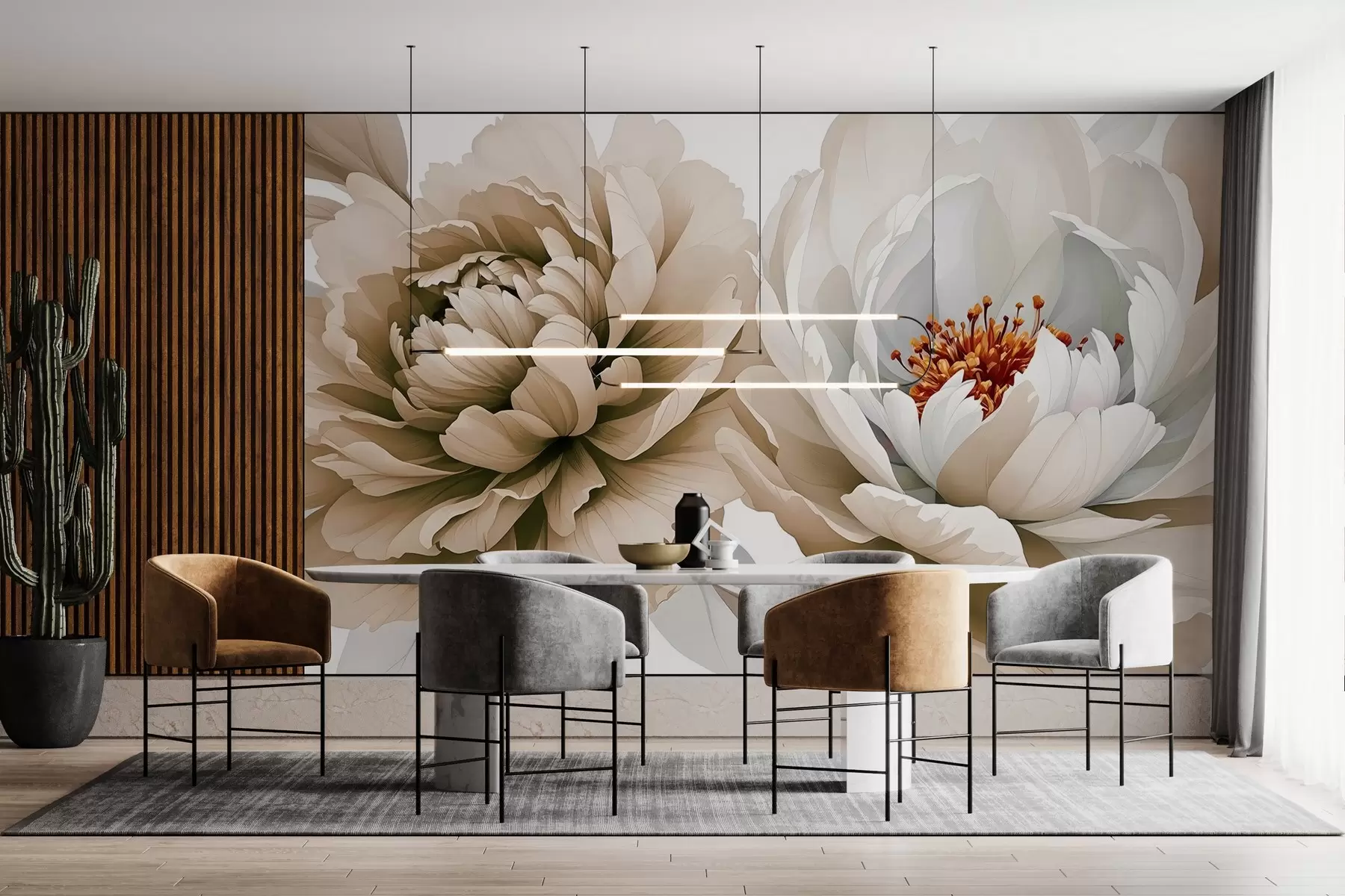 murais de parede Aguarela de peónias exuberantes w03558v2