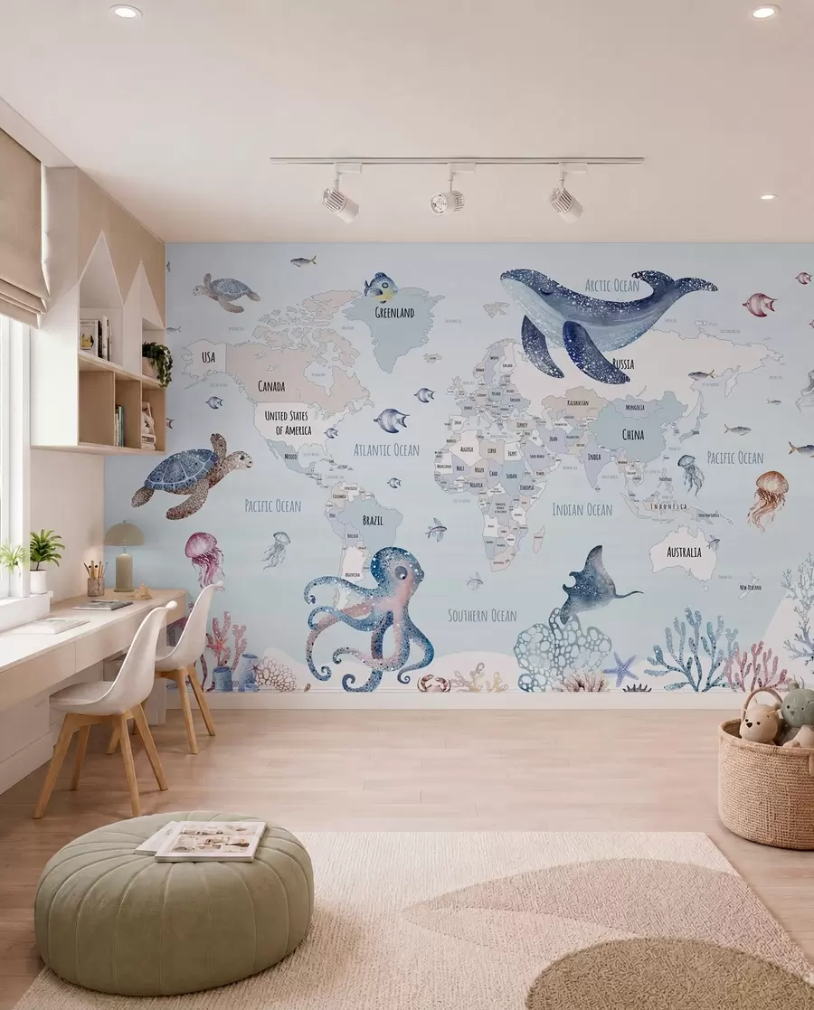 murais de parede Atlas oceânico em inglês w03526
