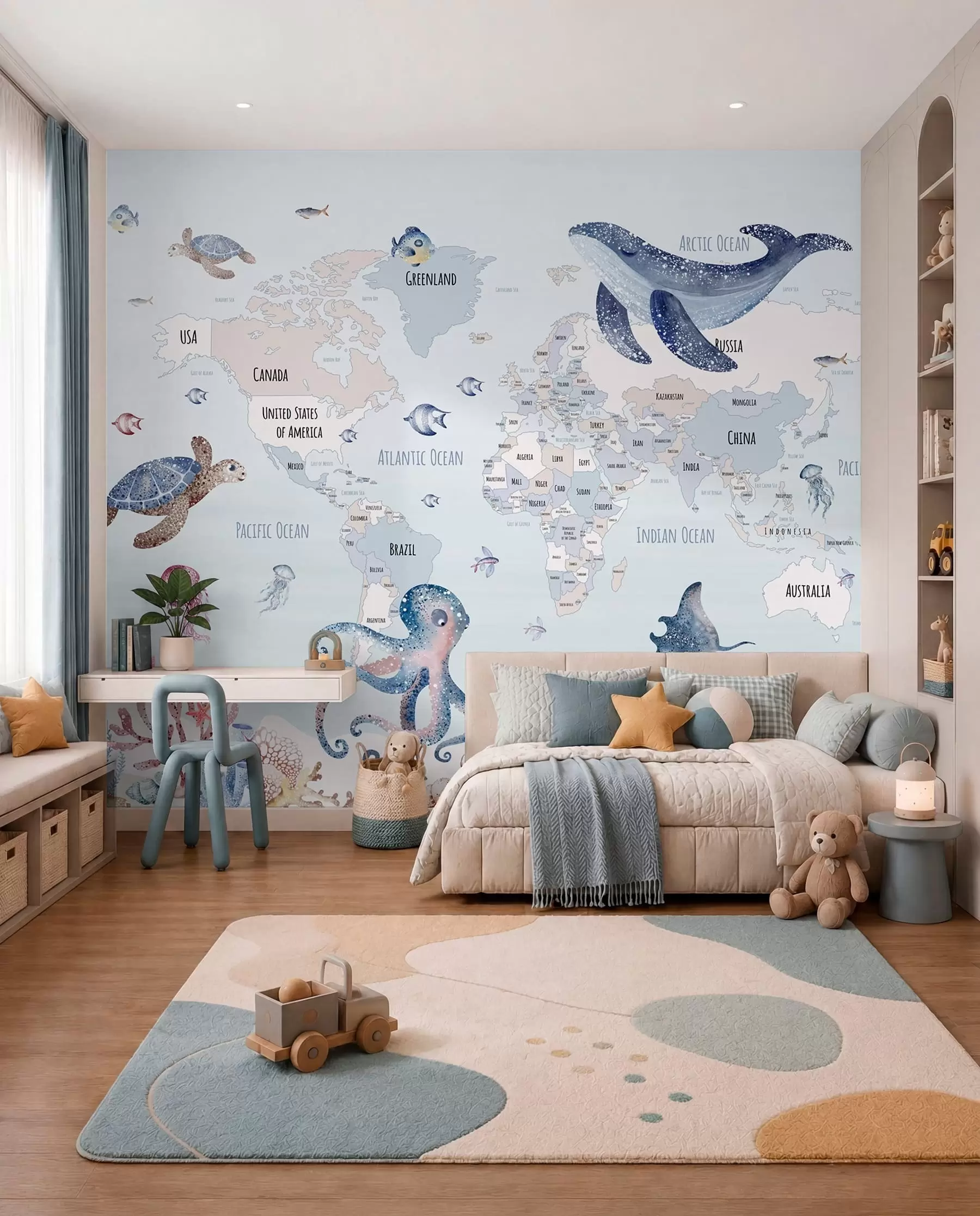 murais de parede Atlas oceânico em inglês w03526