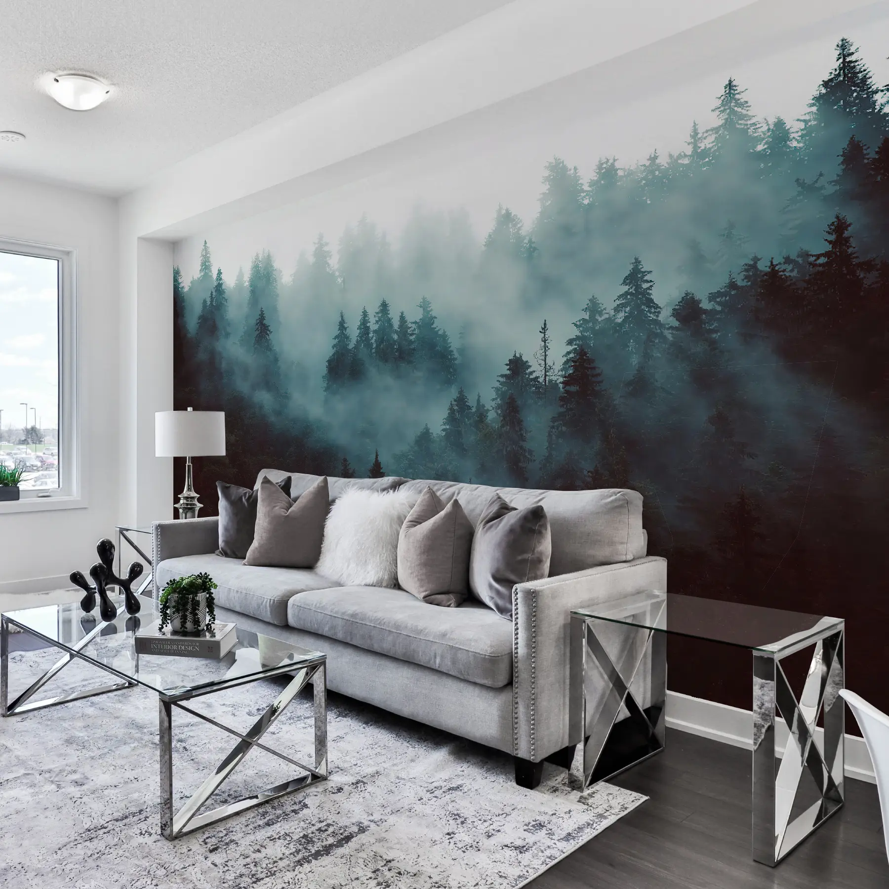 murais de parede Bela floresta no meio do nevoeiro u54118