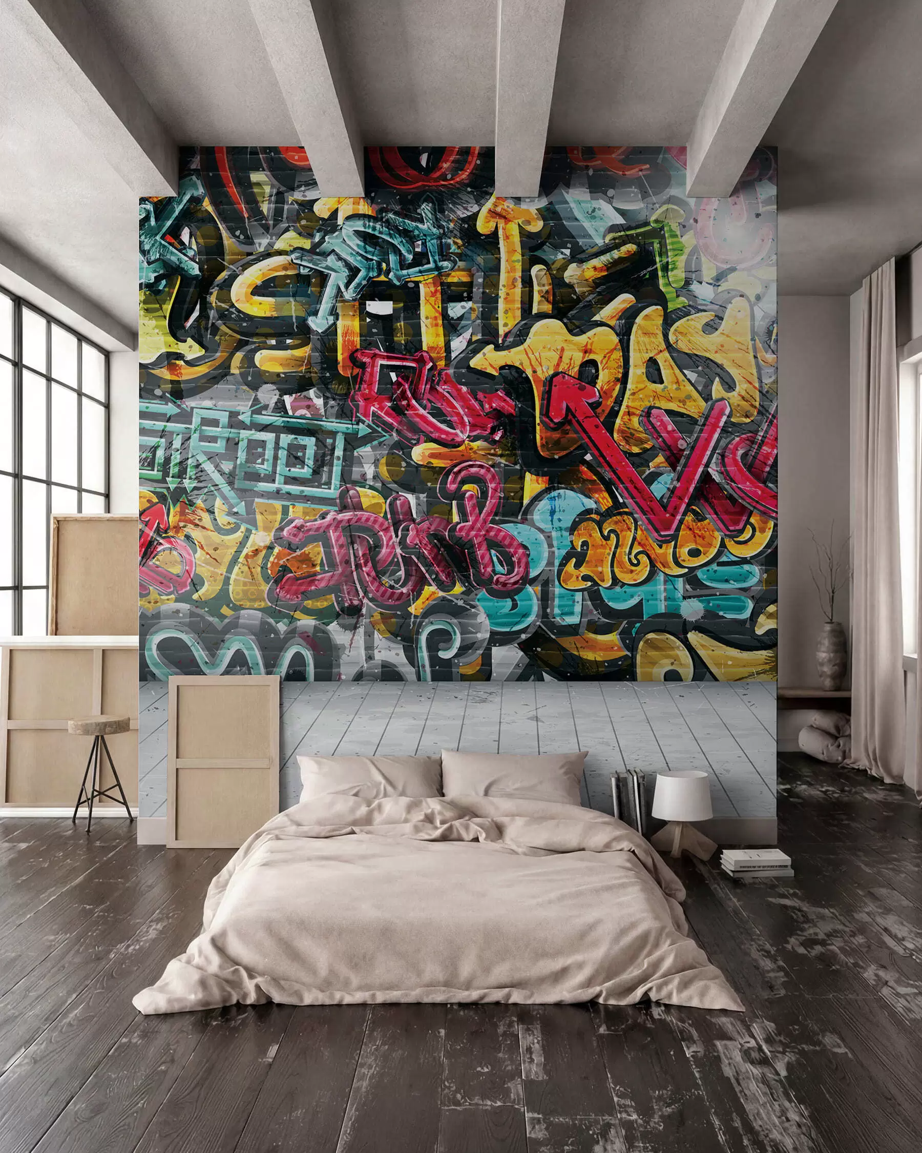 murais de parede Grafíti a cores vivas u56045