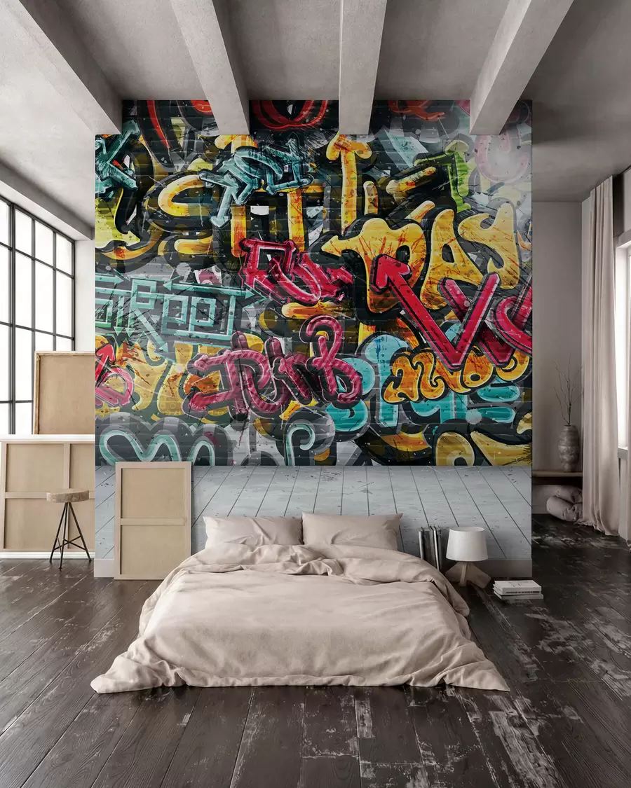 murais de parede Grafíti a cores vivas u56045
