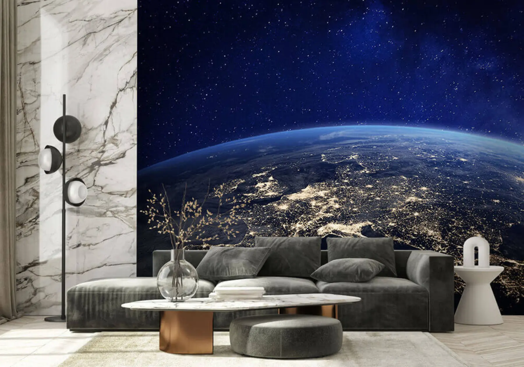 murais de parede Terra noturna, vista da estratosfera u62035