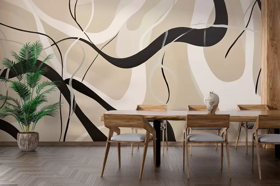 murais de parede Composição abstrata com linhas curvas w03503