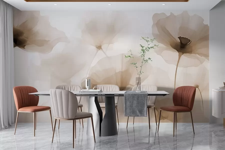 murais de parede Silhuetas abstractas de flores w03508