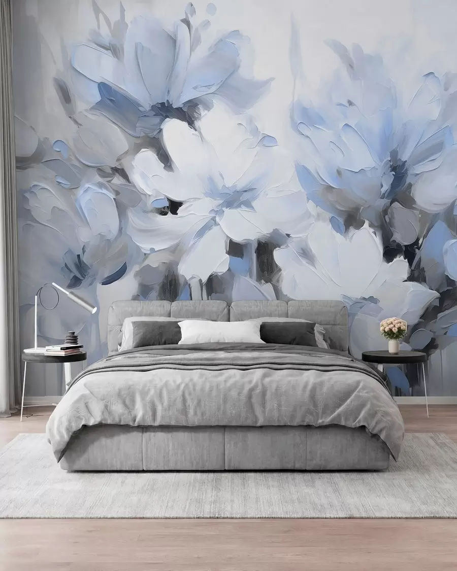 murais de parede Flores abstractas em estilo de pintura a óleo em tons suaves w03575v2