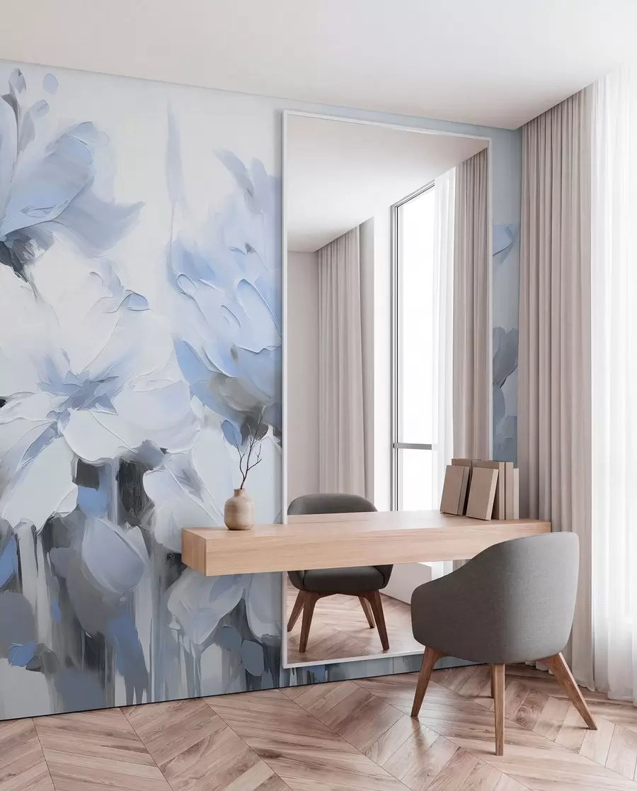 murais de parede Flores abstractas em estilo de pintura a óleo em tons suaves w03575v2