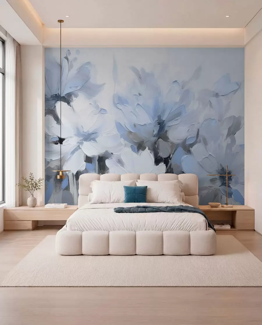 murais de parede Flores abstractas em estilo de pintura a óleo em tons suaves w03575v2