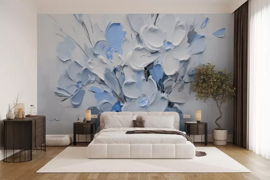 murais de parede Flores volumétricas abstractas em estilo de pintura a óleo w03582v1