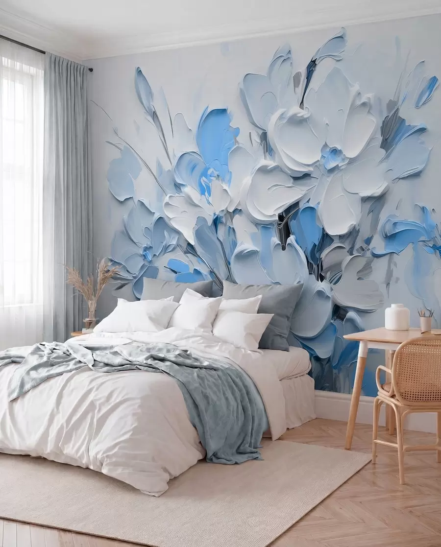 murais de parede Flores volumétricas abstractas em estilo de pintura a óleo w03582v1