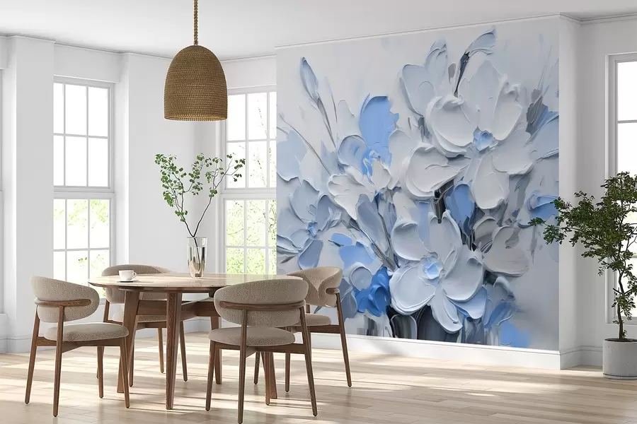 murais de parede Flores volumétricas abstractas em estilo de pintura a óleo w03582v1