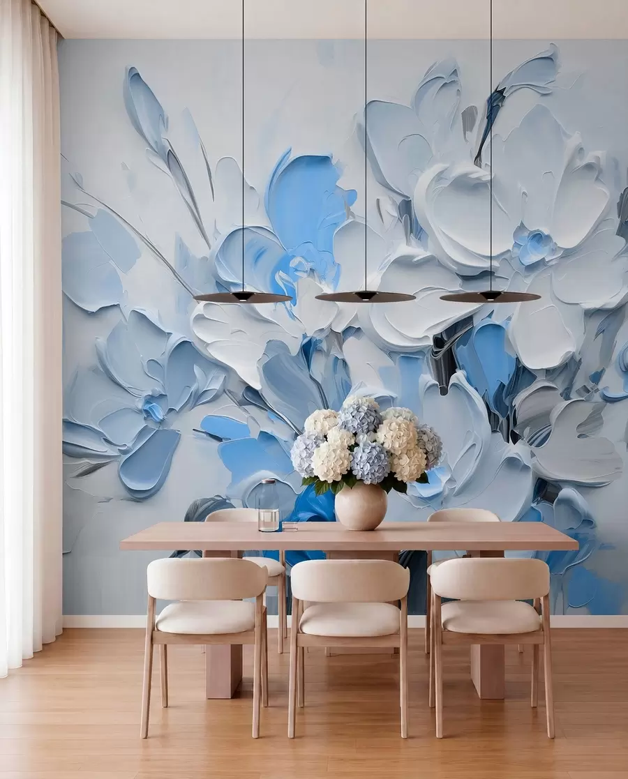 murais de parede Flores volumétricas abstractas em estilo de pintura a óleo w03582v1