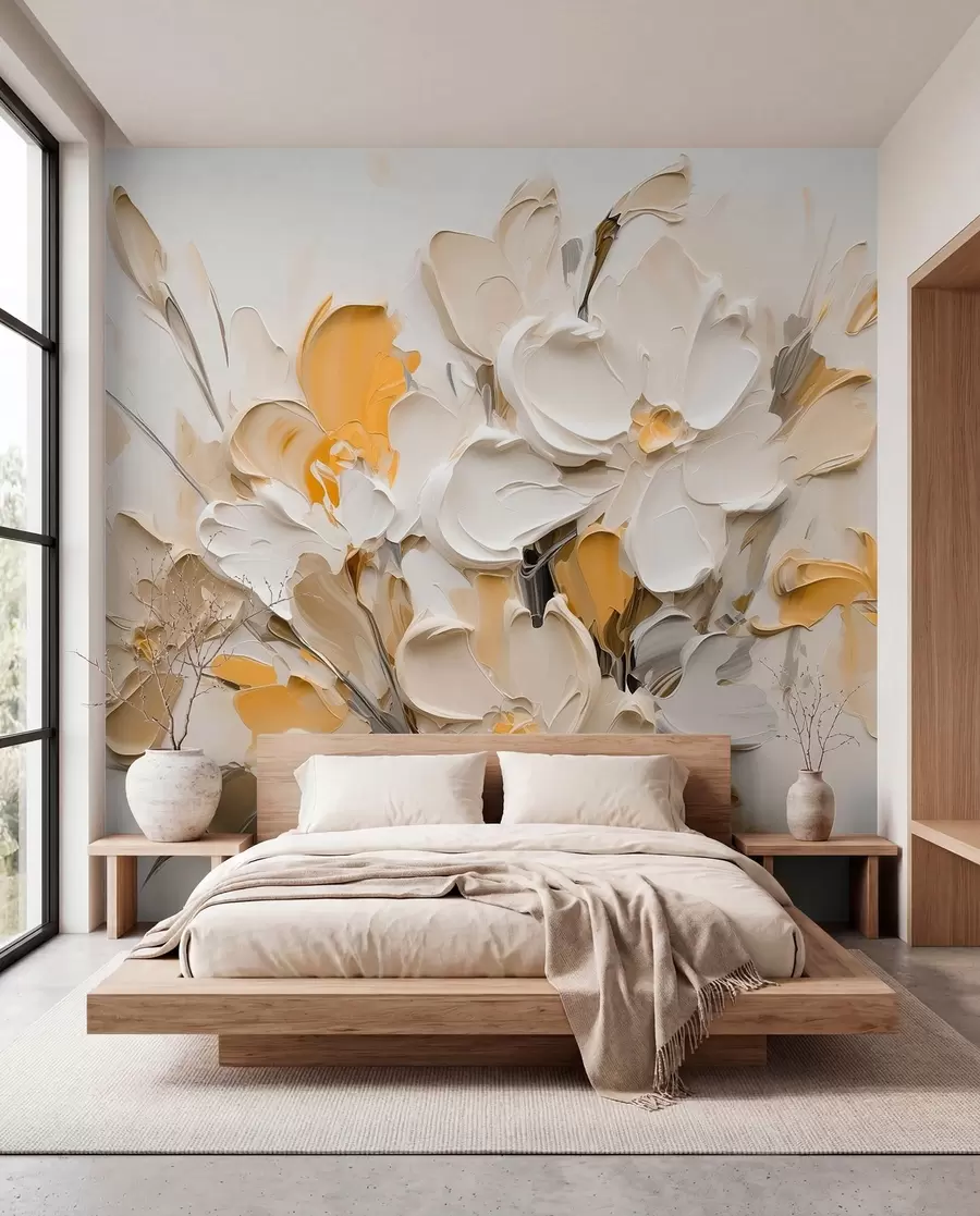 murais de parede Flores volumétricas abstractas em estilo de pintura a óleo w03582v2