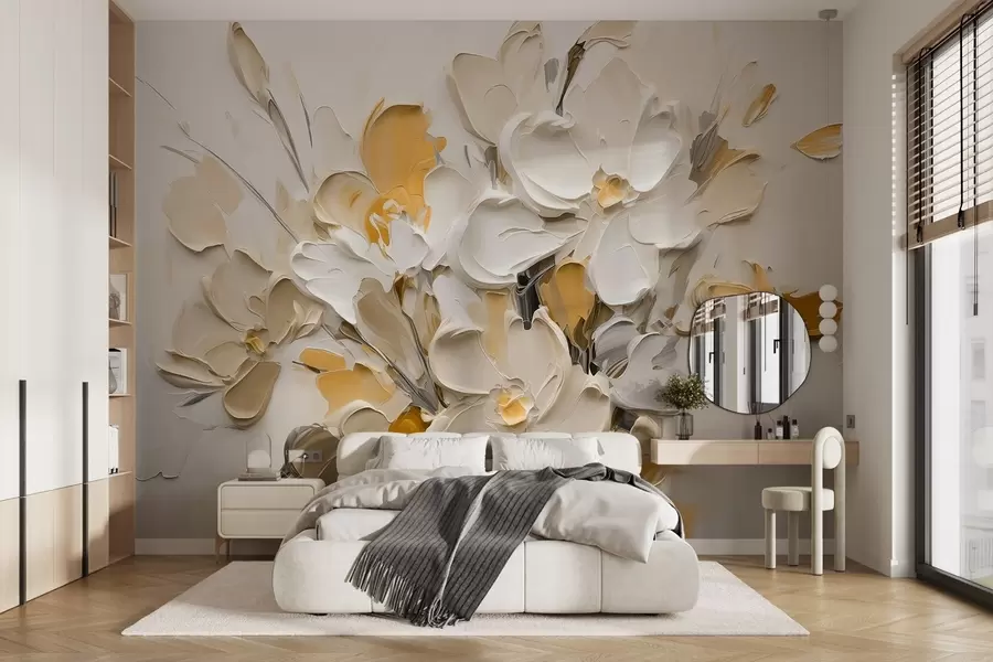murais de parede Flores volumétricas abstractas em estilo de pintura a óleo w03582v2