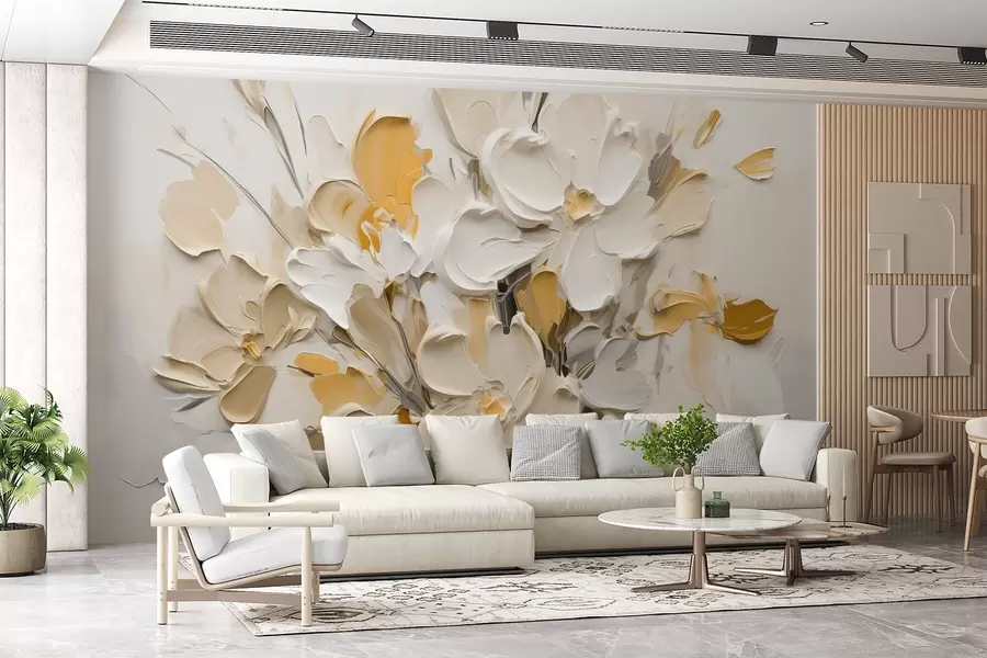 murais de parede Flores volumétricas abstractas em estilo de pintura a óleo w03582v2