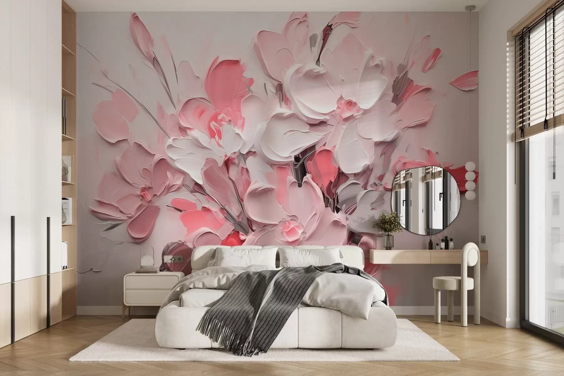 murais de parede Flores volumétricas abstractas em estilo de pintura a óleo w03582v3