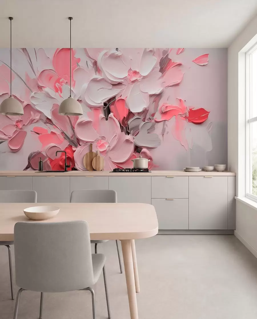 murais de parede Flores volumétricas abstractas em estilo de pintura a óleo w03582v3