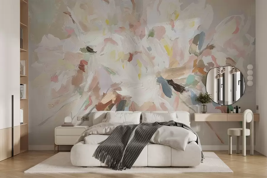 murais de parede Flores abstractas delicadas em estilo de pintura a óleo w03579