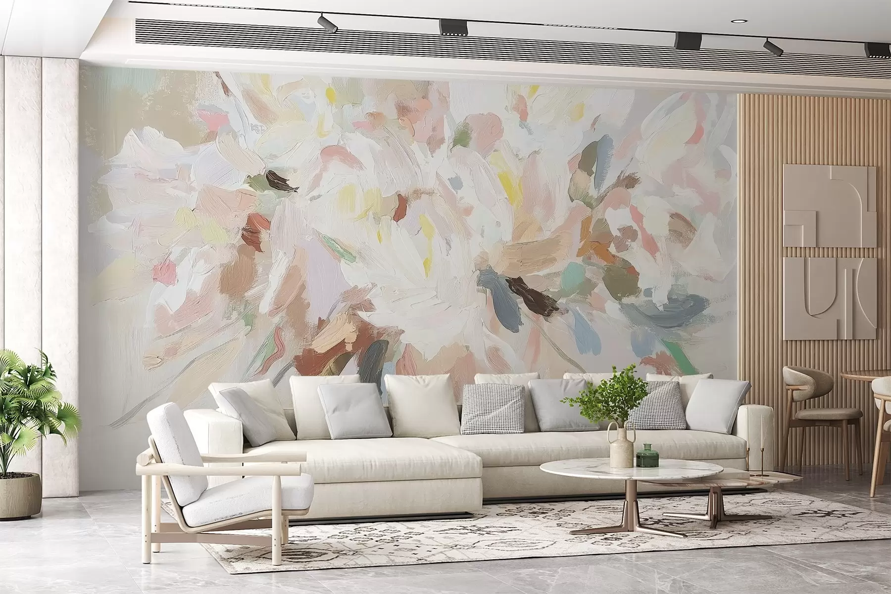 murais de parede Flores abstractas delicadas em estilo de pintura a óleo w03579