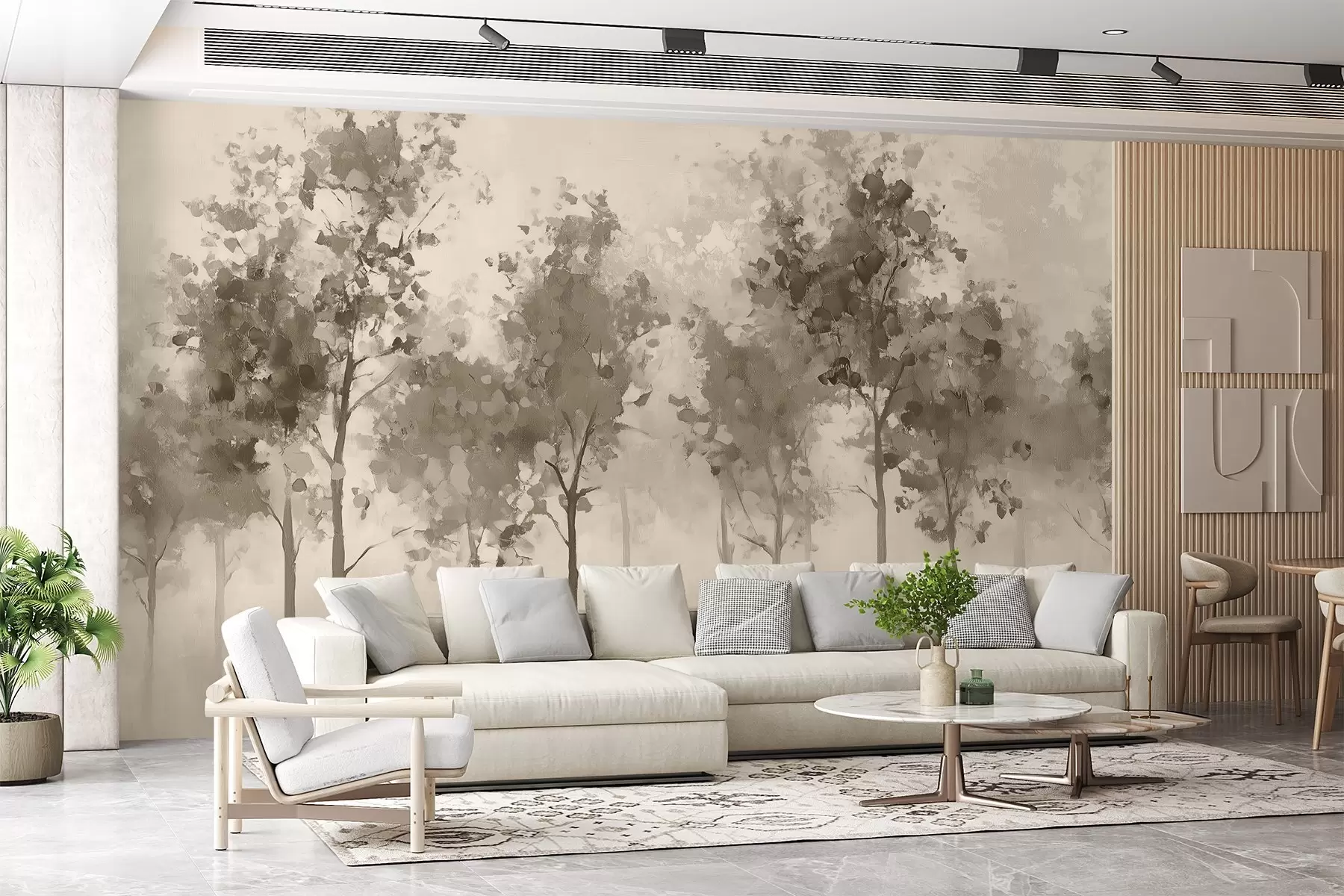 murais de parede Árvores abstractas em estilo de pintura a óleo w03576v2