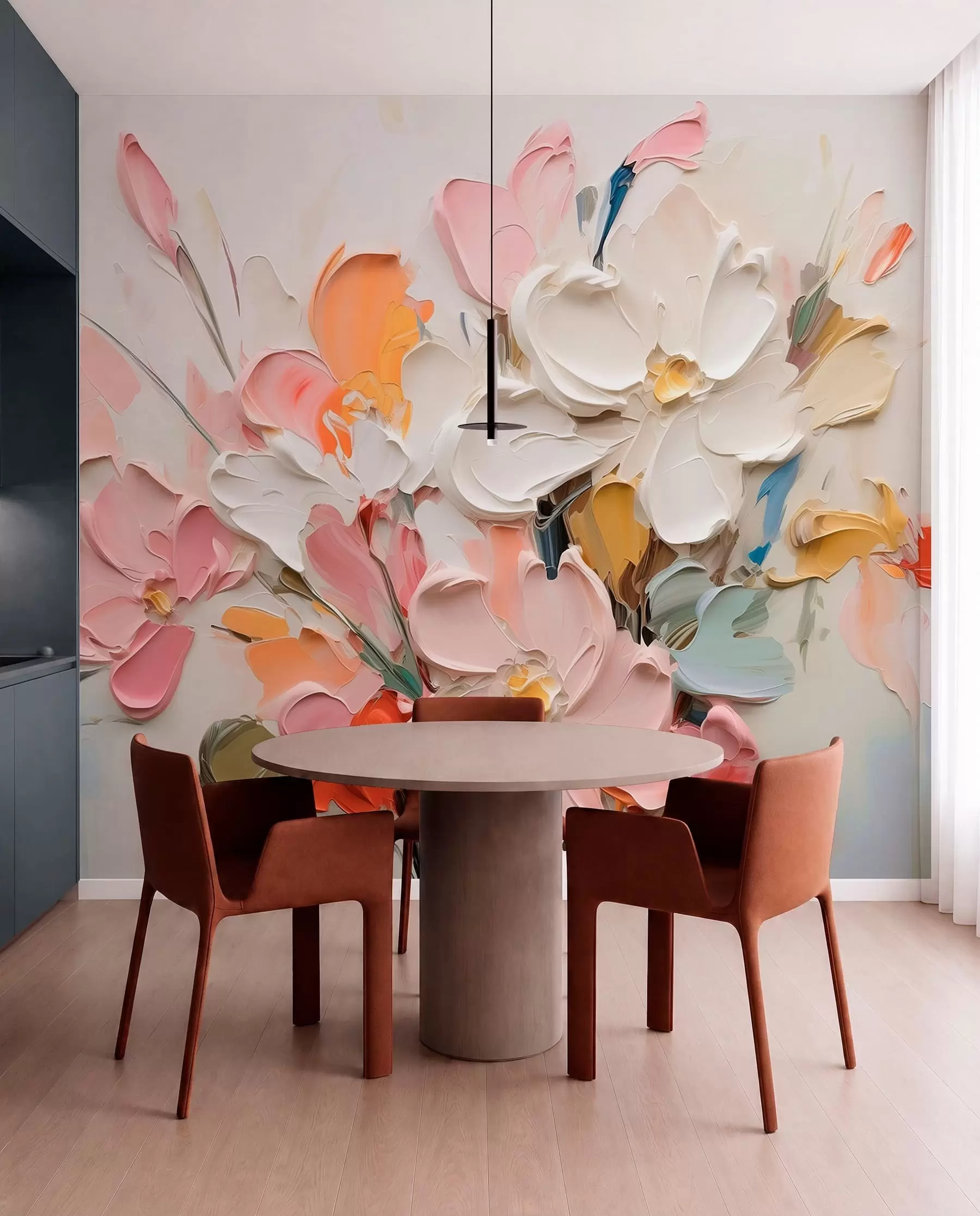 murais de parede Flores volumétricas abstractas em estilo de pintura a óleo w03582