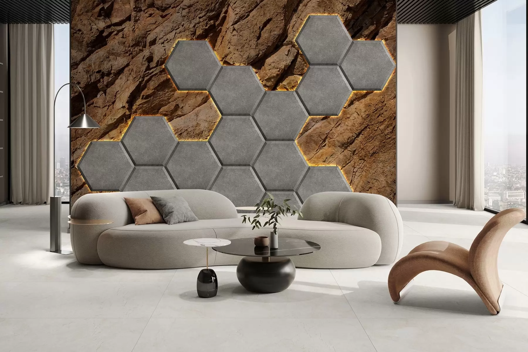 murais de parede imitação de fogos de betão sobre o fundo de uma rocha w03456